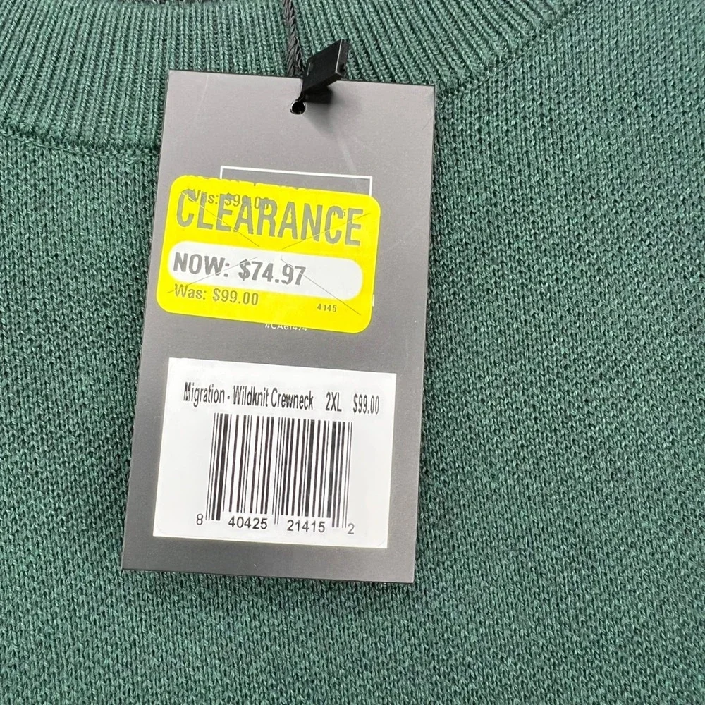 Waggle Migration Wildknit Sweater Mens 2XL Green Black Duck Graphic Crewneck‎